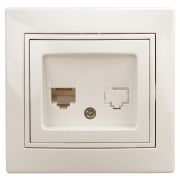 Розетка Intro Plano 1-302-02 телефонная RJ11, IP20, СУ, слоновая кость