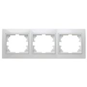Рамка для розеток и выключателей Intro Plano 1-503-01 на 3 поста горизонтальная, СУ, белый