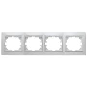 Рамка для розеток и выключателей Intro Plano 1-504-01 на 4 поста горизонтальная, СУ, белый