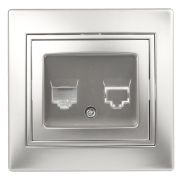 Розетка Intro Plano 1-302-03 телефонная RJ11, IP20, СУ, алюминий