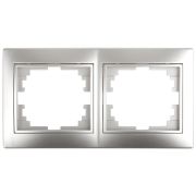 Рамка для розеток и выключателей Intro Plano 1-502-03 на 2 поста горизонтальная, СУ, алюминий
