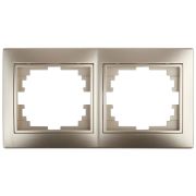 Рамка для розеток и выключателей Intro Plano 1-502-04 на 2 поста горизонтальная, СУ, шампань