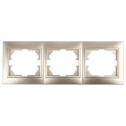 Рамка для розеток и выключателей Intro Plano 1-503-04 на 3 поста горизонтальная, СУ, шампань