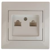 Розетка Intro Plano 1-304-02 информационная двойная 2xRJ45, СУ, слоновая кость