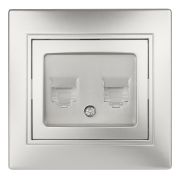 Розетка Intro Plano 1-304-03 информационная двойная 2xRJ45, СУ, алюминий