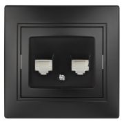 Розетка Intro Plano 1-304-05 информационная двойная 2xRJ45, СУ, антрацит
