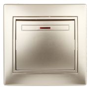 Выключатель Intro Plano 1-102-04 одноклавишный с подсветкой, 10А-250В, IP20, СУ, шампань