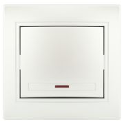 Выключатель Intro Plano 1-102-06 одноклавишный с подсветкой, 10А-250В, IP20, СУ, перламутр