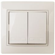 Выключатель Intro Plano 1-104-02 двухклавишный, 10А-250В, IP20, СУ, слоновая кость