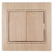 Выключатель Intro Plano 1-104-11 двухклавишный, 10А-250В, IP20, СУ, Plano, сосна