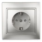 Розетка Intro Plano 1-202-03 с заземлением 2P+E Schuko 16А-250В IP20 СУ алюминий