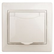 Розетка Intro Plano 1-203-02 с заземлением 2P+E Schuko с крышкой 16А-250В IP20 СУ слоновая кость