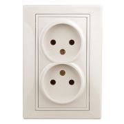 Розетка Intro Plano 1-204-02 без заземления двойная 2х2P 16А-250В IP20 СУ Plano слоновая кость