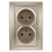 Розетка Intro Plano 1-204-04 без заземления двойная 2х2P 16А-250В IP20 СУ Plano шампань