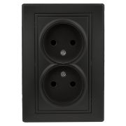 Розетка Intro Plano 1-204-05 без заземления двойная 2х2P 16А-250В IP20 СУ антрацит