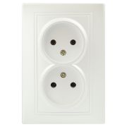 Розетка Intro Plano 1-204-06 без заземления двойная 2х2P 16А-250В IP20 СУ перламутр