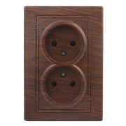 Розетка Intro Plano 1-204-10 без заземления двойная 2х2P 16А-250В IP20 СУ венге