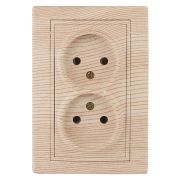 Розетка Intro Plano 1-204-11 без заземления двойная 2х2P 16А-250В IP20 СУ сосна
