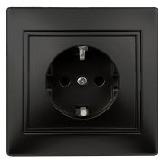 Розетка Intro Plano 1-206-05 с заземлением 2P+E Schuko со шторками 16А-250В IP20 СУ антрацит