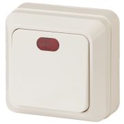 Выключатель Intro Quadro 2-102-02 одноклавишный с подсветкой, 10А-250В, IP20, ОУ, слоновая кость