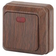 Выключатель Intro Quadro 2-102-10 одноклавишный с подсветкой, 10А-250В, IP20, ОУ, венге