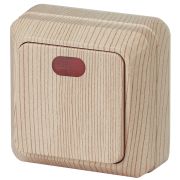 Выключатель Intro Quadro 2-102-11 одноклавишный с подсветкой, 10А-250В, IP20, ОУ, сосна