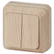 Выключатель Intro Quadro 2-104-11 двухклавишный 10А-250В, IP20, ОУ, сосна