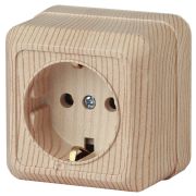 Розетка Intro Quadro 2-202-11 с заземлением 2P+E Schuko, 16А-250В, IP20, ОУ, сосна