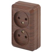 Розетка Intro Quadro 2-203-10 двойная без заземления 2х2P, 16А-250В, IP20, ОУ, Quadro, венге