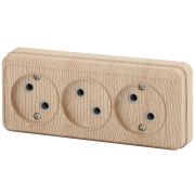 Розетка Intro Quadro 2-205-11 без заземления трехместная 3х2P, 16А-250В, IP20, ОУ, сосна