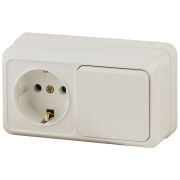 Блок розетка с выключателем Intro Quadro 2-701-02 горизонтальный 10(16)А-250В, IP20, ОУ, слоновая кость