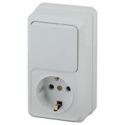 Блок розетка с выключателем Intro Quadro 2-705-01 вертикальный 10(16)А-250В, IP20, ОУ, белый
