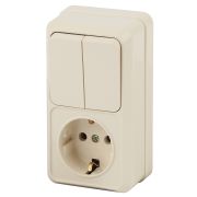 Блок розетка с выключателем Intro Quadro 2-706-02 двойным вертикальный 10(16)А-250В, IP20, ОУ, слоновая кость