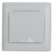 Розетка Intro Solo 4-209-01 2P+E Schuko с крышкой и шторками, 16А-250В, IP44, СУ, белый