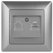 Розетка Intro Solo 4-303-03 информационная RJ45, СУ, алюминий