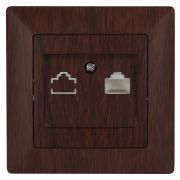 Розетка Intro Solo 4-303-10 информационная RJ45, СУ, венге