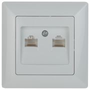 Розетка Intro Solo 4-304-01 информационная двойная 2xRJ45, СУ, белый