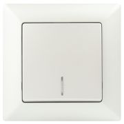 Выключатель Intro Solo 4-102-06 одноклавишный с подсветкой, 10А-250В, IP20, СУ, перламутр