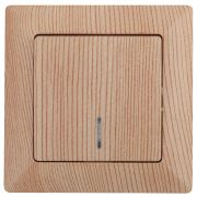 Выключатель Intro Solo 4-102-11 одноклавишный с подсветкой, 10А-250В, IP20, СУ, сосна