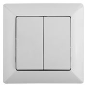 Выключатель Intro Solo 4-104-01 двухклавишный 10А-250В, IP20, СУ, белый