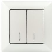 Выключатель Intro Solo 4-105-06 двухклавишный с подсветкой, 10А-250В, IP20, СУ, перламутр