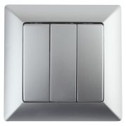 Выключатель Intro Solo 4-106-03 трехклавишный 10А-250В, IP20, СУ, алюминий