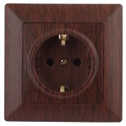Розетка Intro Solo 4-202-10 с заземлением 2P+E Schuko 16А-250В IP20 СУ венге