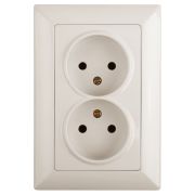 Розетка Intro Solo 4-204-02 без заземления 2х2P 16А-250В IP20 СУ слоновая кость