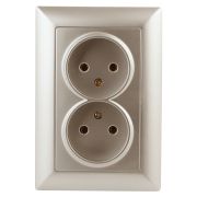 Розетка Intro Solo 4-204-04 без заземления 2х2P 16А-250В IP20 СУ шампань