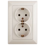 Розетка Intro Solo 4-205-02 с заземлением двойная 2X2P+E Schuko 16А-250В IP20 СУ слоновая кость