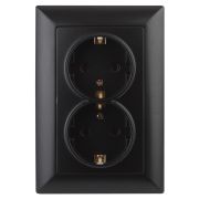 Розетка Intro Solo 4-205-05 с заземлением двойная 2X2P+E Schuko 16А-250В IP20 СУ антрацит