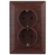 Розетка Intro Solo 4-205-10 с заземлением двойная 2X2P+E Schuko 16А-250В IP20 СУ венге