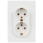 Розетка Intro Style 7-205-01 двойная с заземлением 2X2P+E Schuko, 16А-250В, IP20, СУ, белый