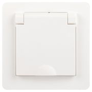 Розетка Intro Style 7-209-01 2P+E Schuko с крышкой штор., 16А-250В, IP44, СУ, белый